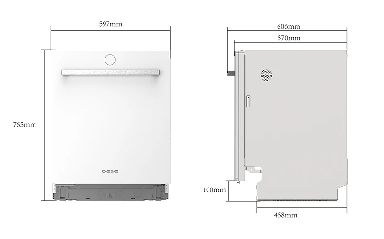 Product Dimension Diagram of Home Dishwasher Product Dimension Diagram of Home Dishwasher